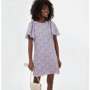 Tuckernuck Hyacinth House Lilac Floral Viola Mini Dress Ruffle Sleeve Size XXL